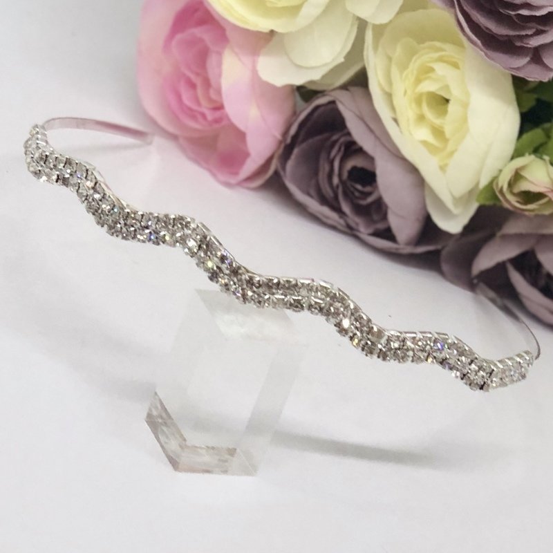 KRISTA - 2 Row Diamante - Silver Head Band