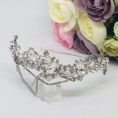 GABRIEL - Silver Wedding Bridal Brow Headband