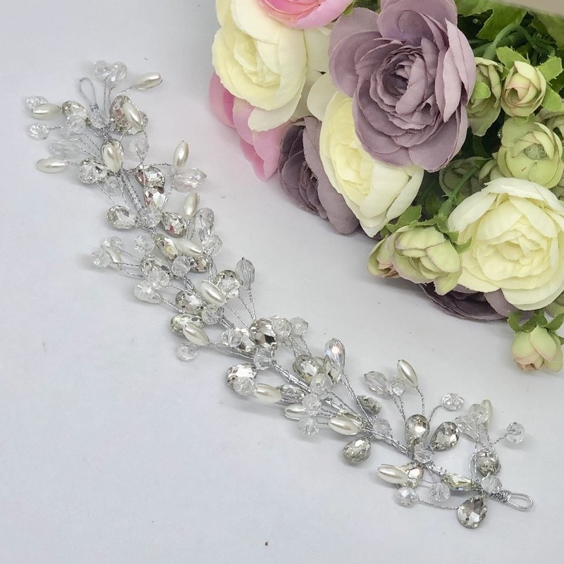 MARLENE - Crystal &amp; Pearl Wedding Bridal Hair Piece