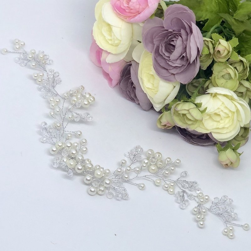 BAILEY - Crystal &amp; Pearl Wedding Bridal Head Piece