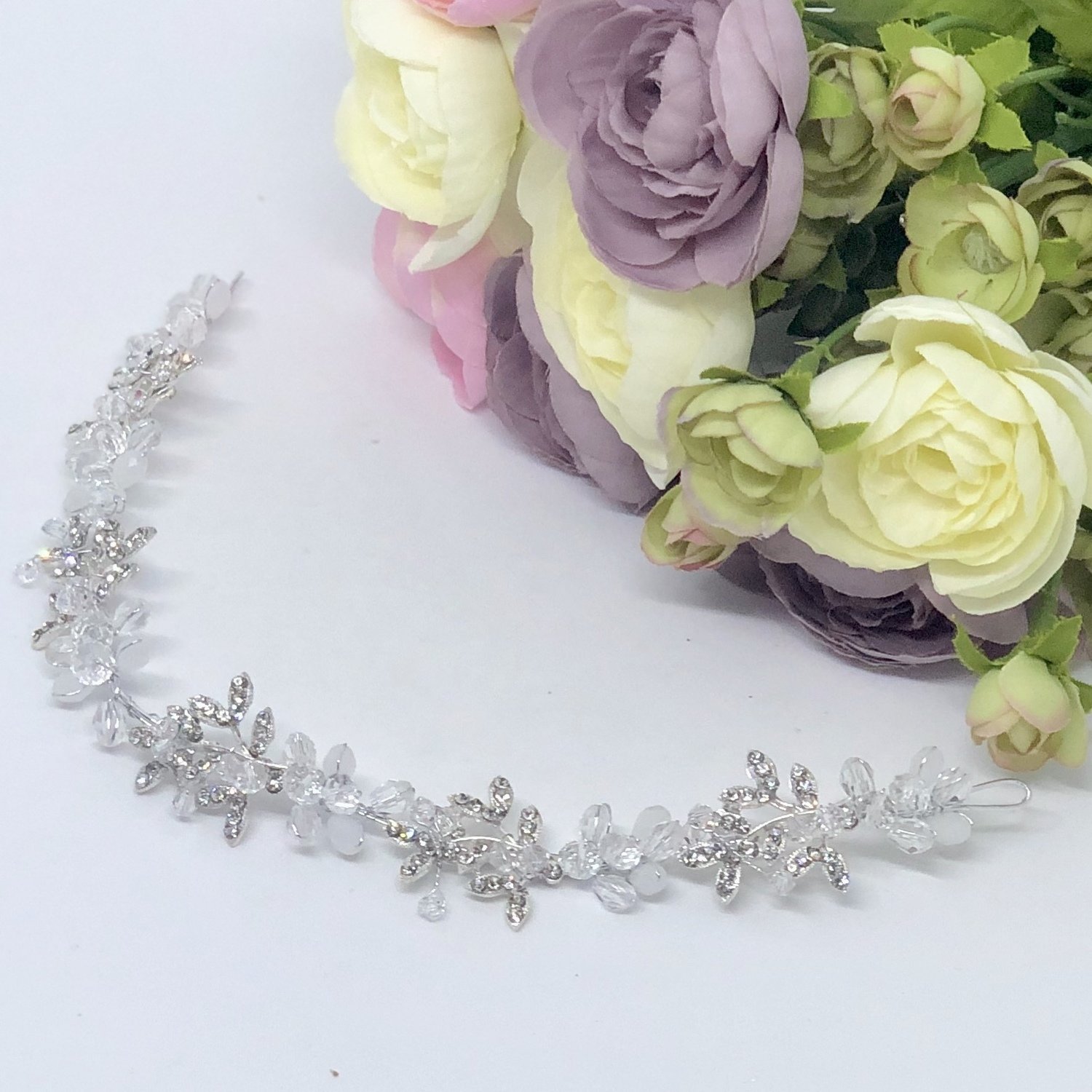 BILLIE - Silver &amp; Crystal Bridal Wedding Head Piece