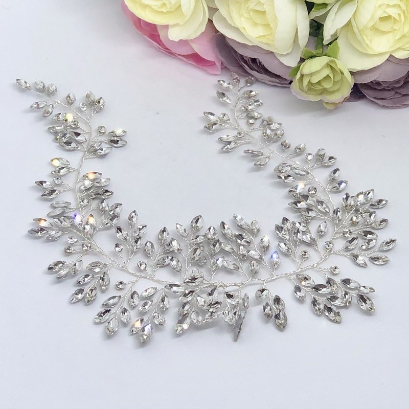 CHELSEA - Silver Crystal Wedding Bridal Hair Piece