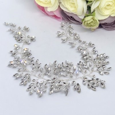 CHELSEA - Silver Crystal Wedding Bridal Hair Piece