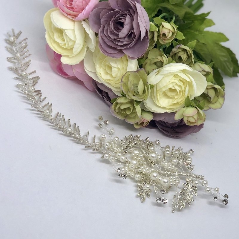 GABRIELLA - Silver Crystal Wedding Bridal Hair Piece
