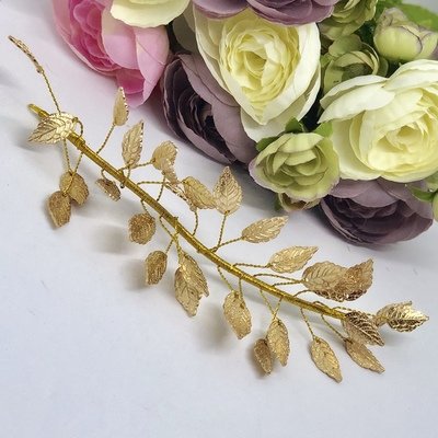 ATHENA - Gold Leaf Wedding Bridal Head Piece