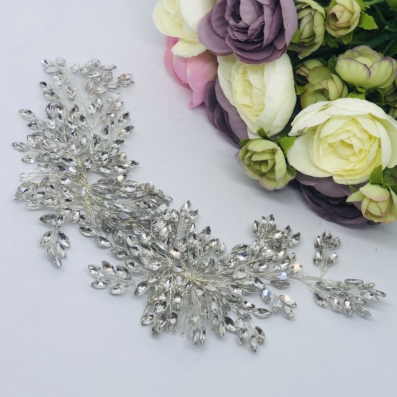 TONYA - Silver Crystal Wedding Bridal Hair Piece