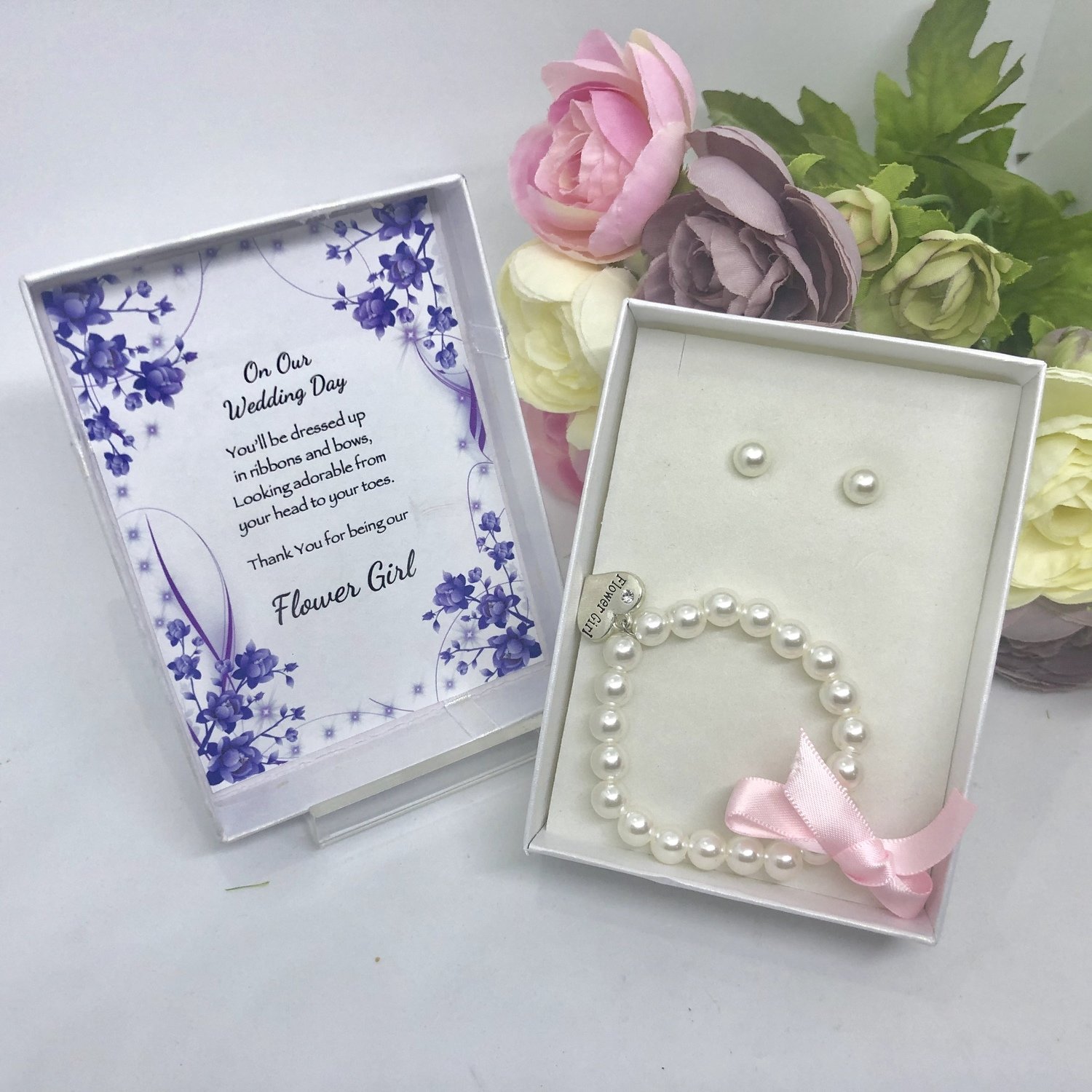 SUSIE - Flower Girl Pearl Bracelet Set