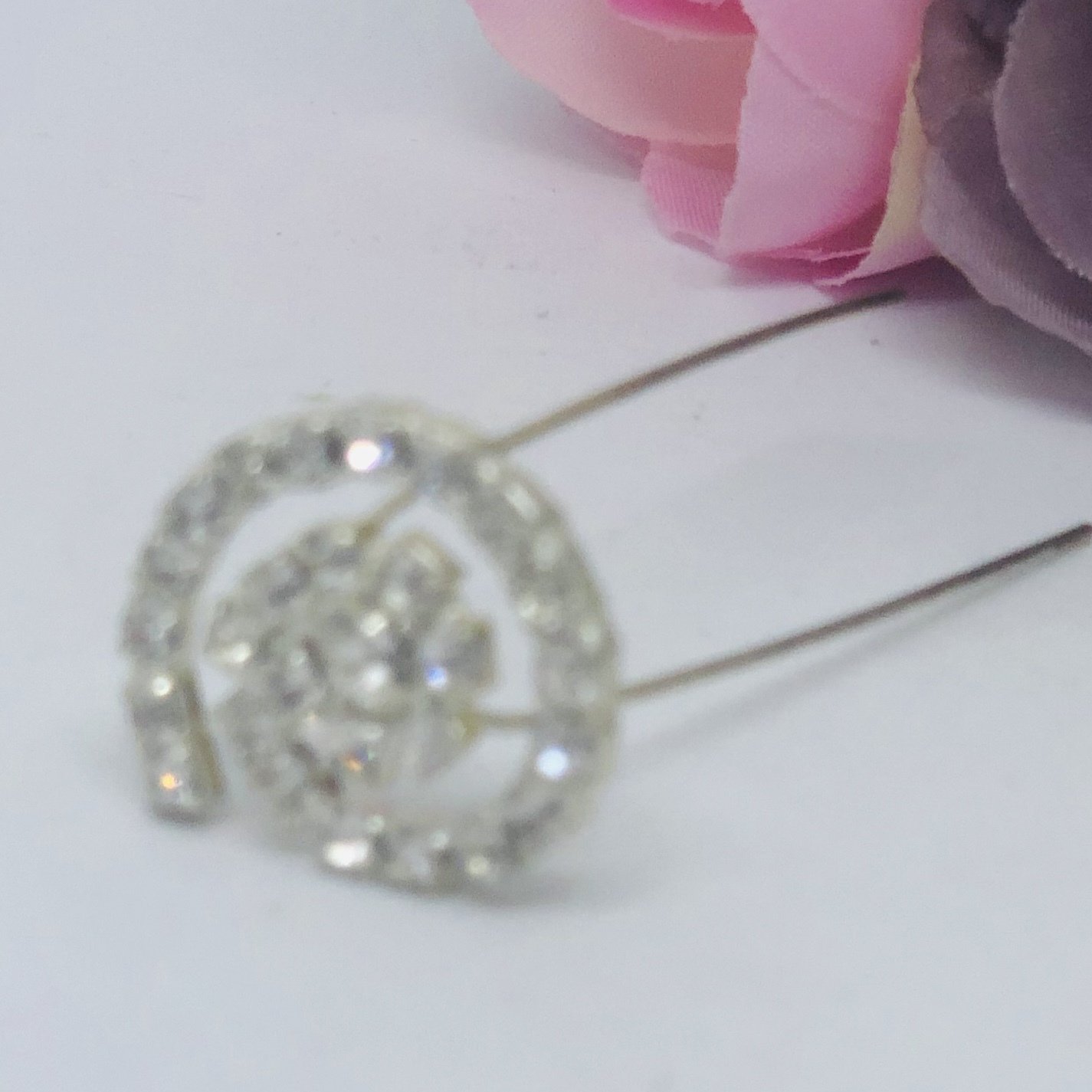 AMELIA - Set of 3 Silver Swirl Bling Bridal Hair Pins
