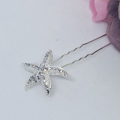 STAR - Set of 3 Silver Starfish Hair Pin