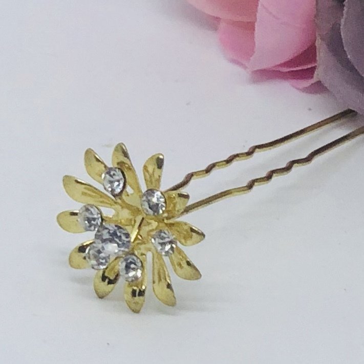 GABBI - Set of 2 Gold Crystal Bridal Hair Pins