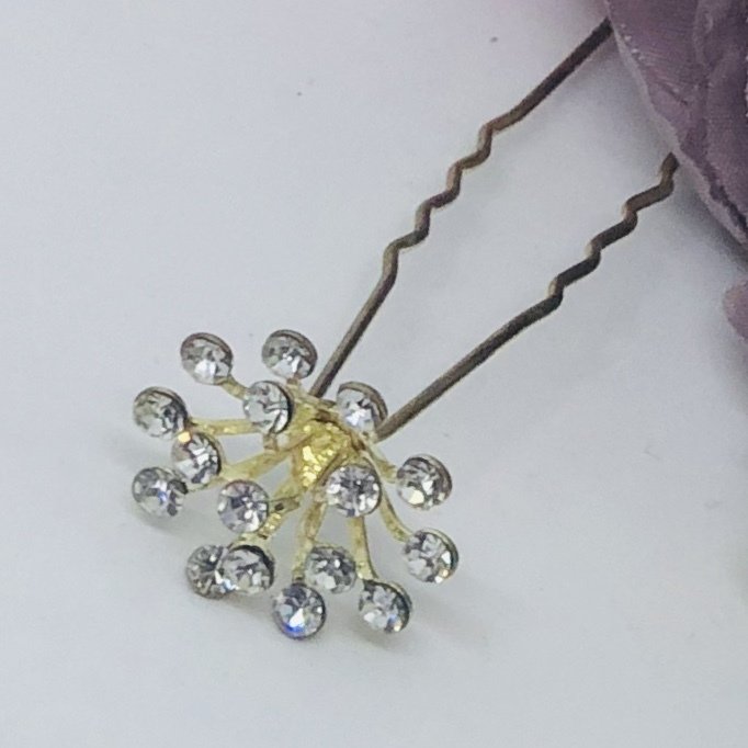 KELLY - Set of 2 Gold Crystal Bridal Hair Pins