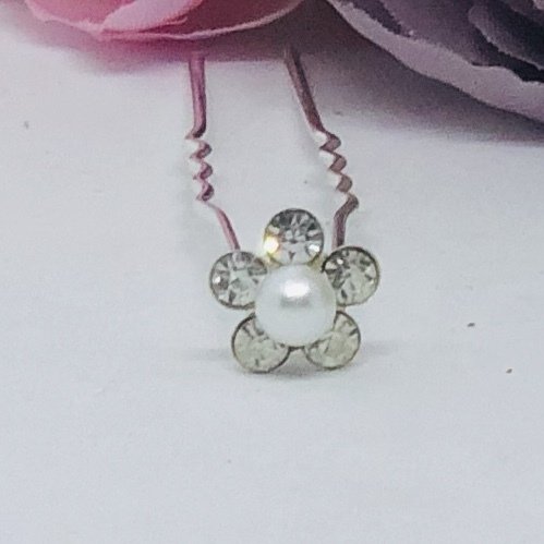 TATUM - Set of 6 Silver Pearl Flower Bridal Hair Pins