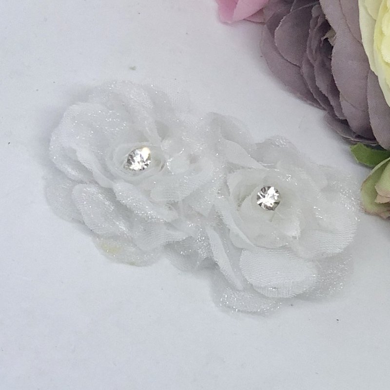 WYN - White Chiffon Flower Bridal Hair Pin