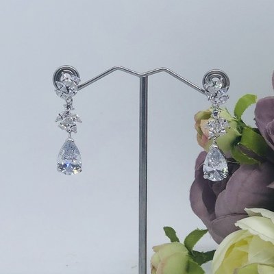 WINTER - Silver Crystal Pierced Bridal Wedding Earrings