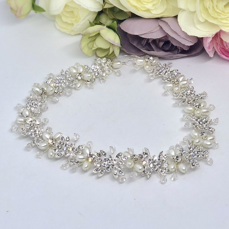 VALLEY - Silver Crystal Bridal Wedding Head Piece