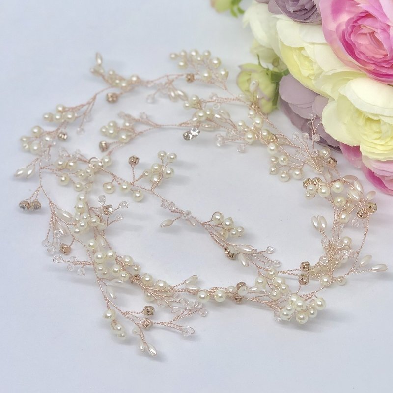 ROSIE - Rose Gold Pearl Wedding Bridal Hair Vine