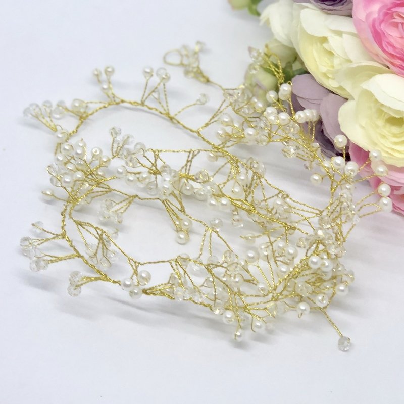 Greta - Gold Pearl  Hair Vine