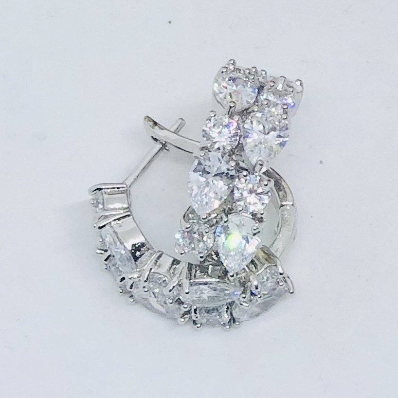 KATHERINE - Silver pierced Bridal Wedding Earrings