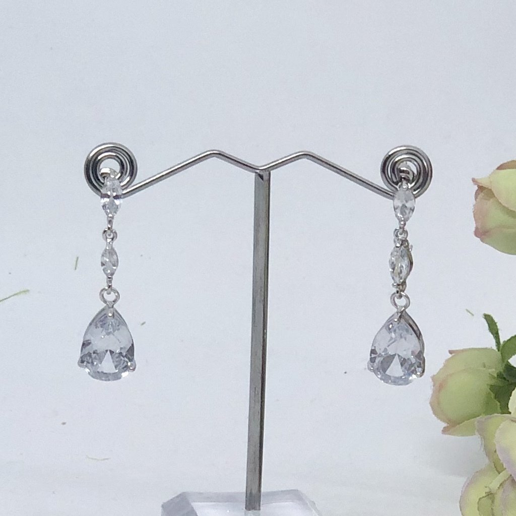 DARCY - Silver Pierced Bridal Wedding Earrings