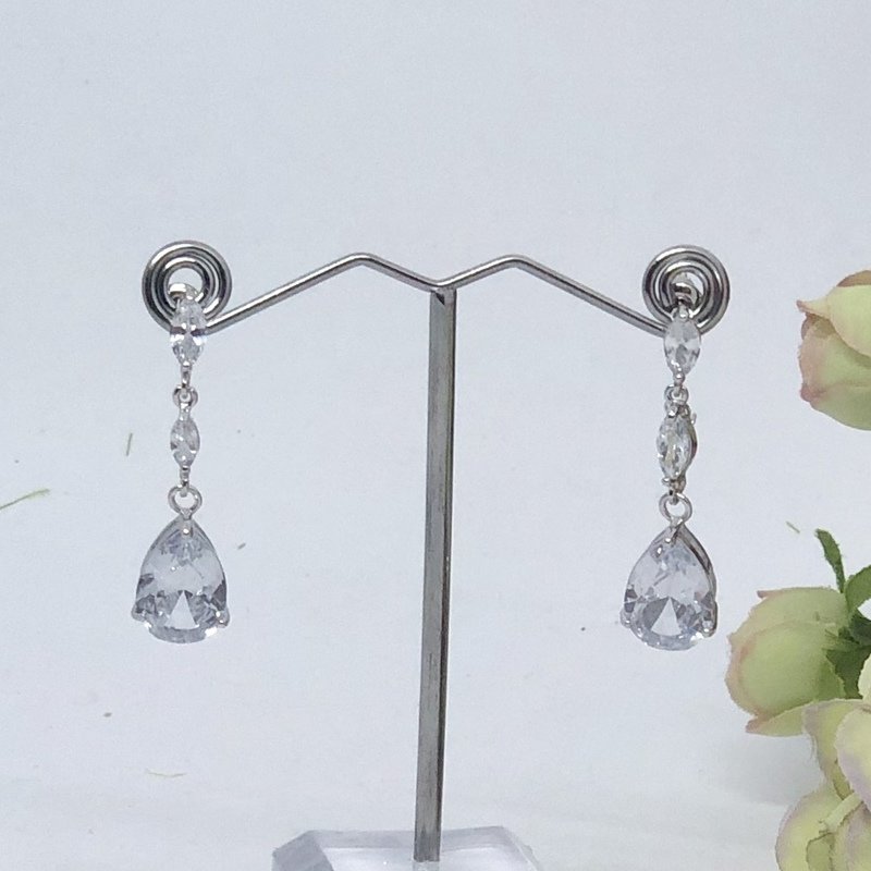 DARCY - Silver Pierced Bridal Wedding Earrings