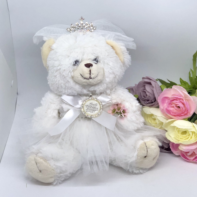 WENDY - Bride Teddy with optional Flower Girl Charm