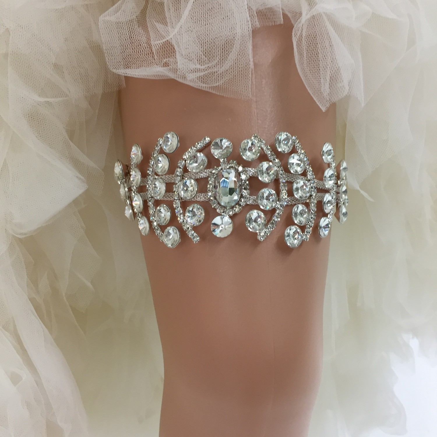 BRITTANY - Large Diamante Bling Bridal Garter