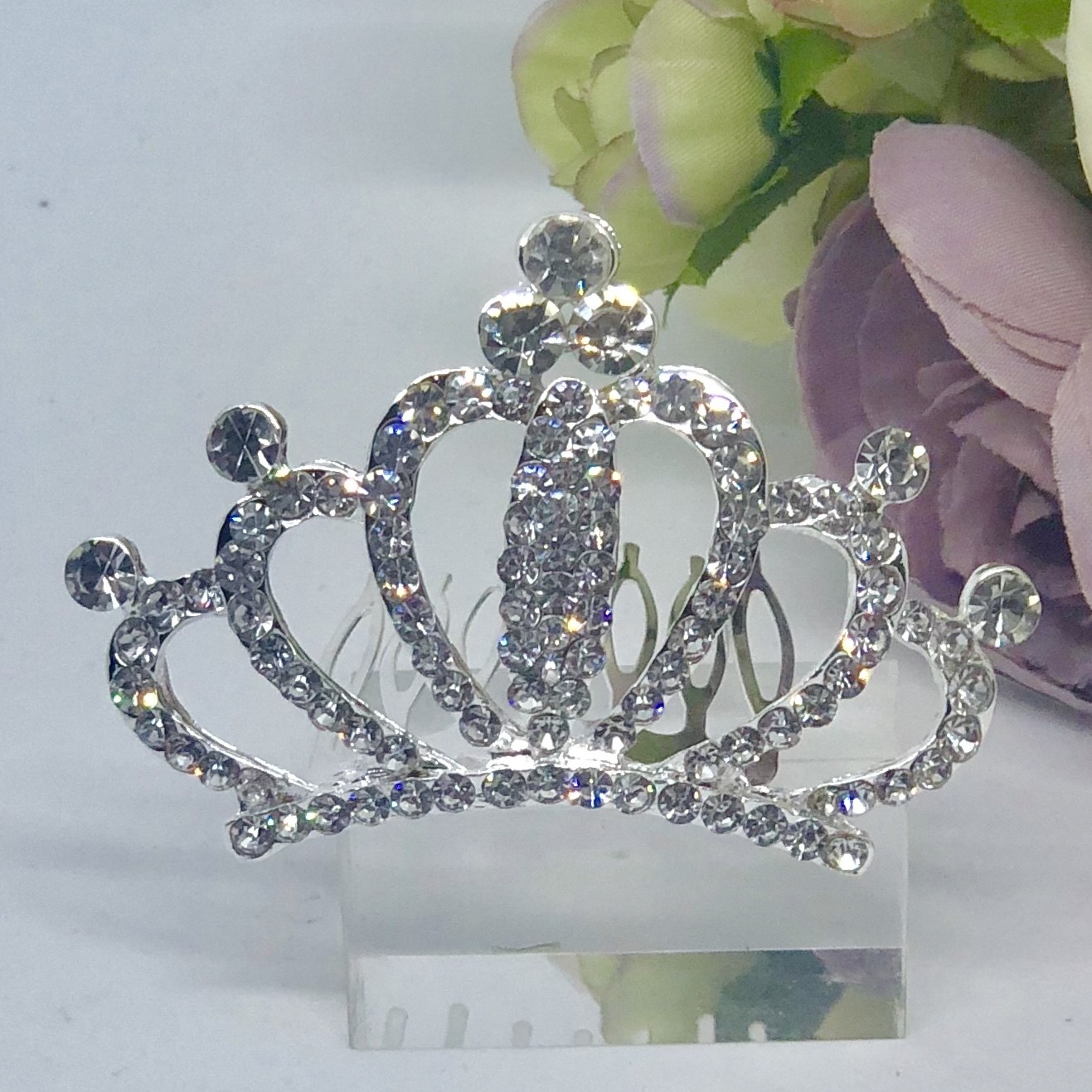 TRISHA - Silver Crystal Junior Tiara Comb