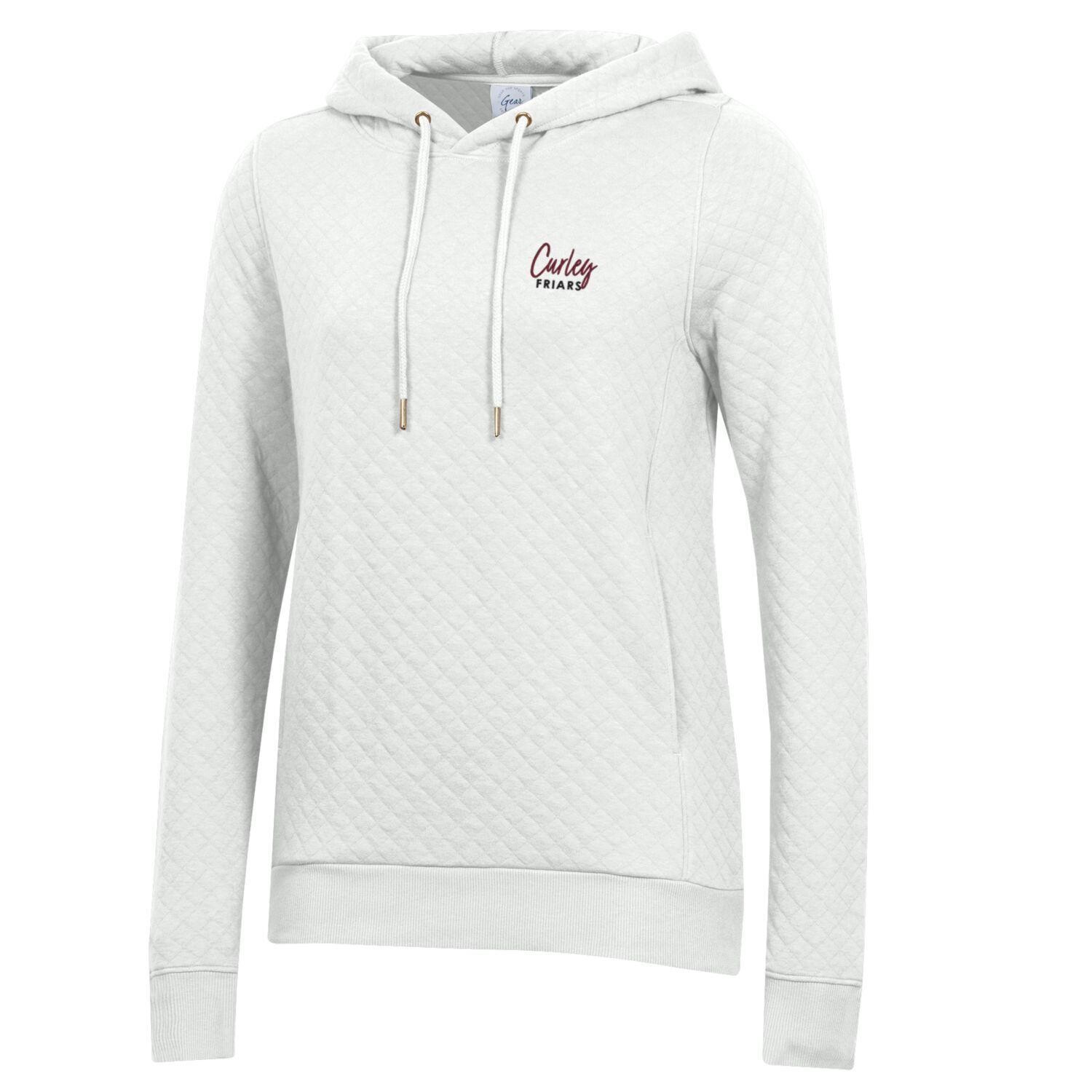 Gear Womens Quilted Hoodie White W\Curley Script L