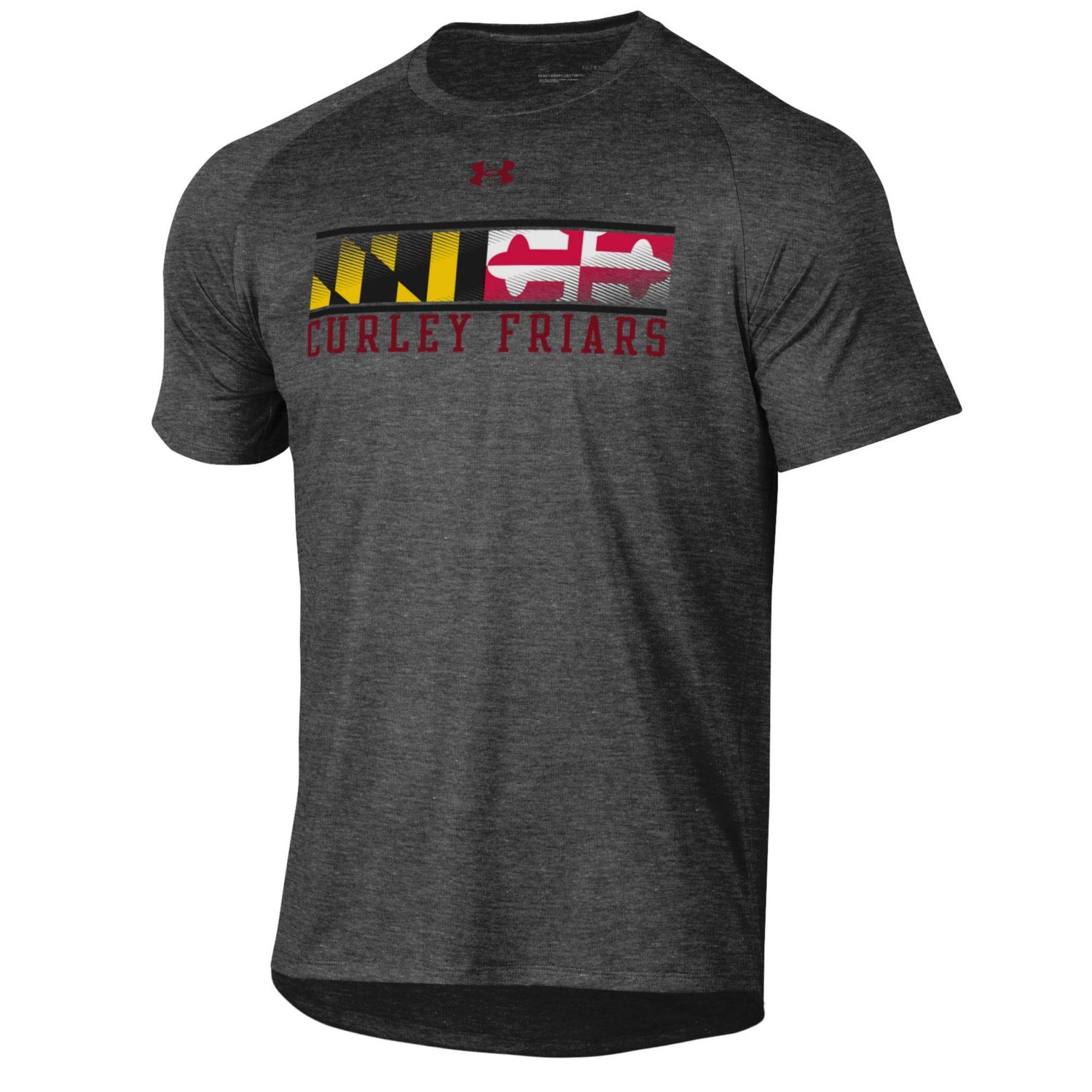 UA Mens Tech Tee SS Carbon Md Flag Curley Friars M