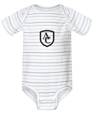 AC White & Gray Striped Onesie - 6M