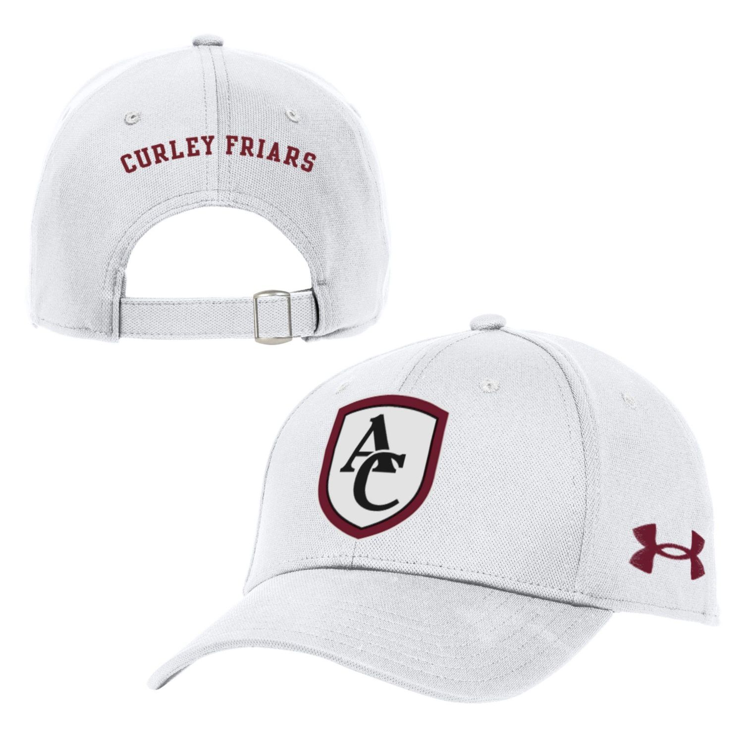 UA Mens Blitzing Adj Hat w/ Stiched Shield - White
