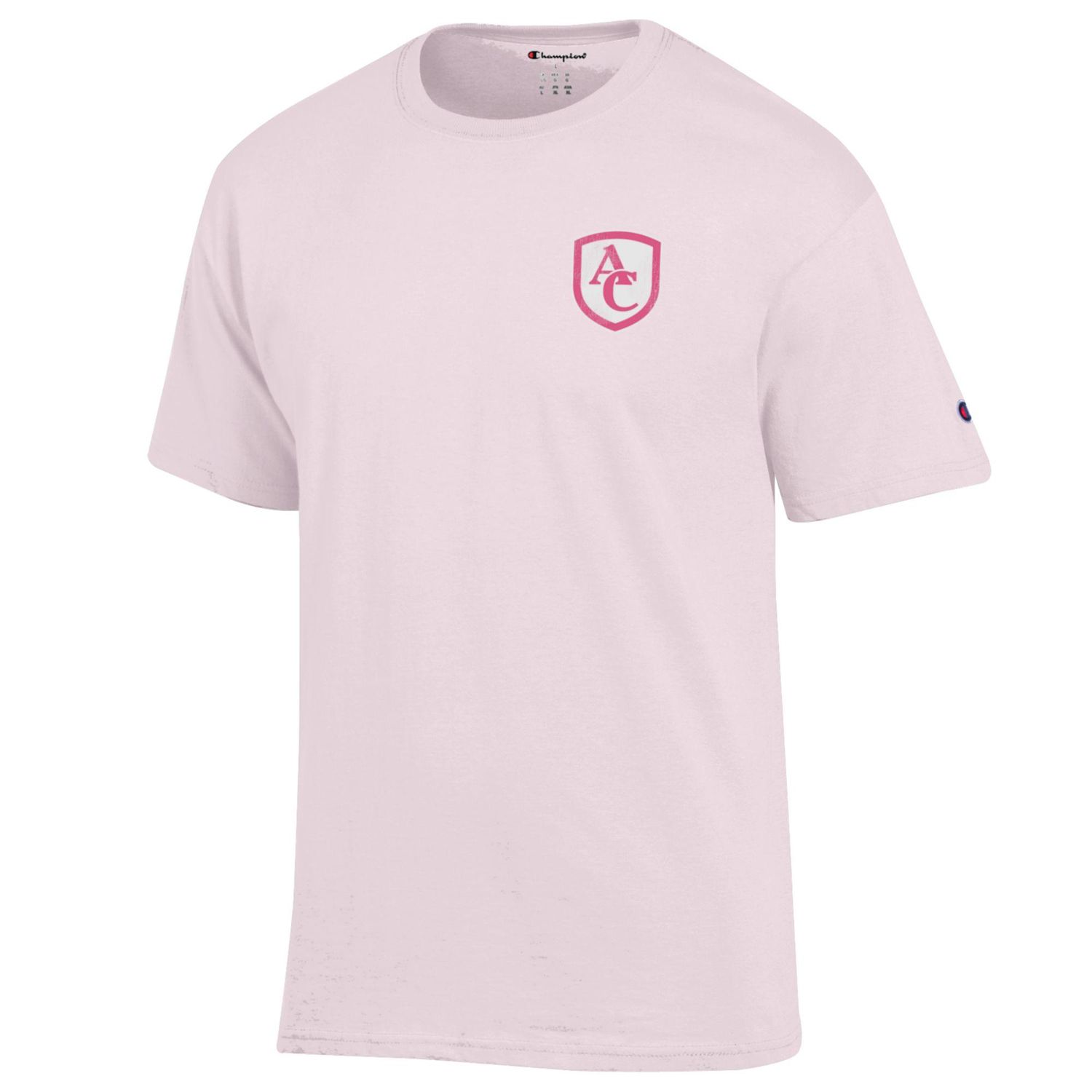 Champion Light Pink Front & Back Shield Tshirt- XL