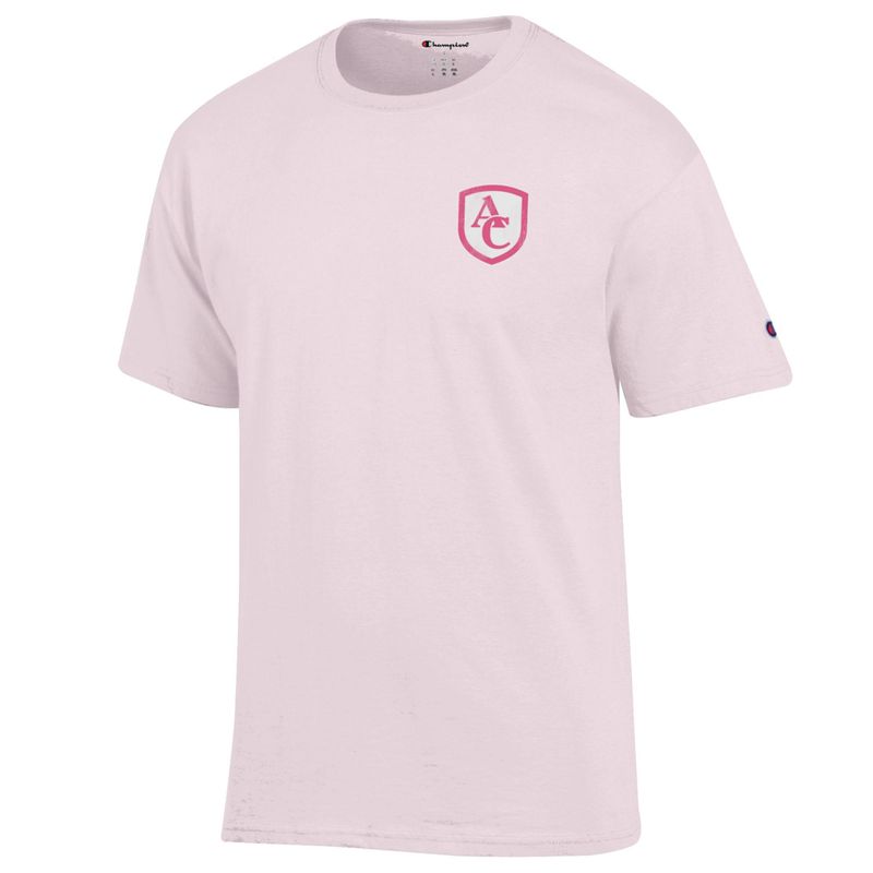 Champion Light Pink Front & Back Shield Tshirt- L
