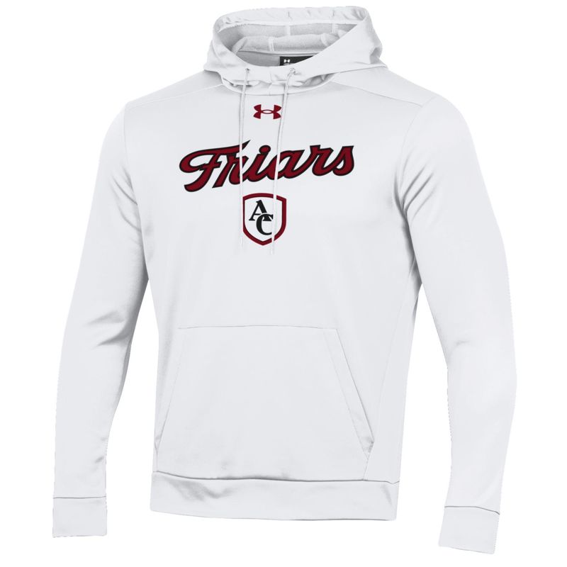 UA White Hoodie W\Maroon And Black Friars Script L