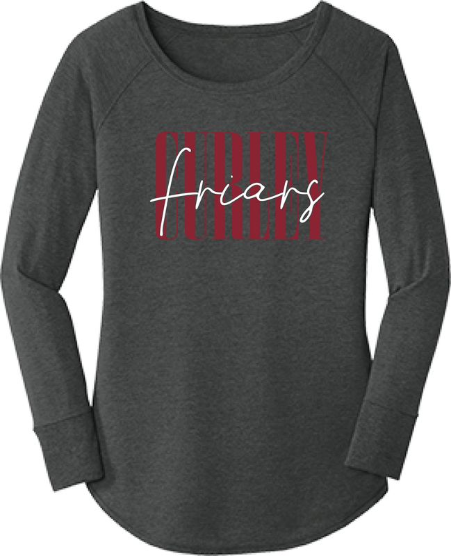 Ladies Friars Script Black Frost LS Scoopneck Tee- 2XL