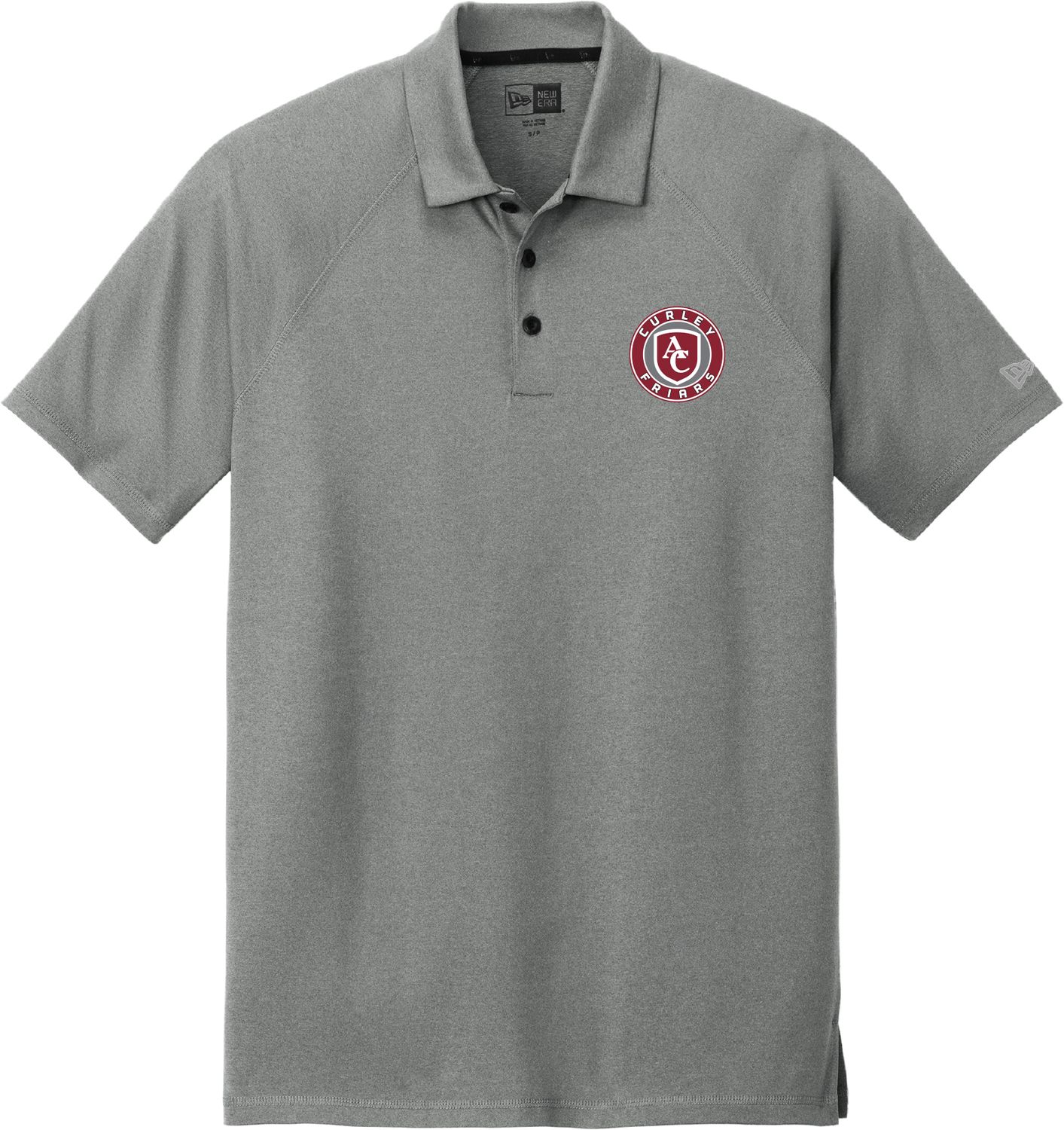 New Era (College House) Shadow Grey Heather Short-Sleeve Polo w/AC Curley Friars Patch L