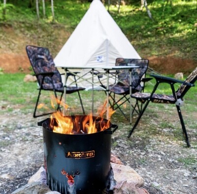 Feuerkorb Stahl  Ø27cm x 35cm, Lagerfeuer, Feuerschale Rund Schwarz