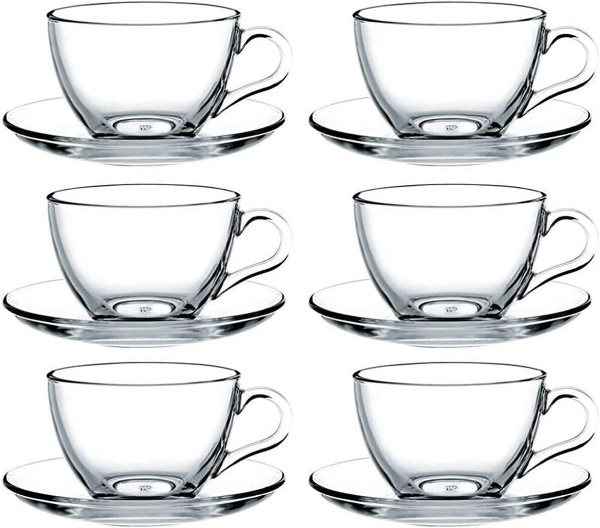 12-tlg. Tassen-Set | 6 Teegläser, 6 Untersetzer | 165 ml | aus hochwertigem Glas | orientalisches Tee-Set | spülmaschinengeeignet