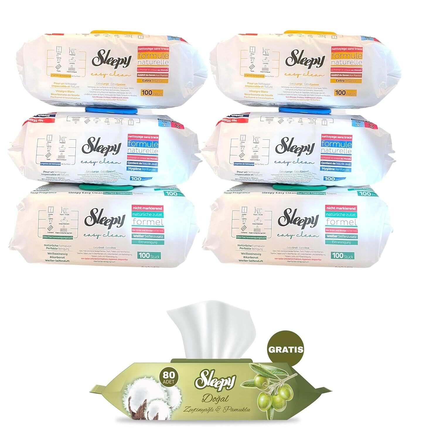 6x Sleepy Easy Clean Reinigungstücher Set | Streifenfrei (Mix Pakete)