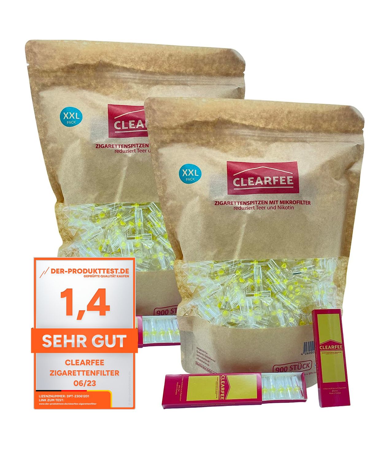 Clearfee 1800 Stück (2x900er pack) Zigarettenfilter inkl. 4x Transportbox