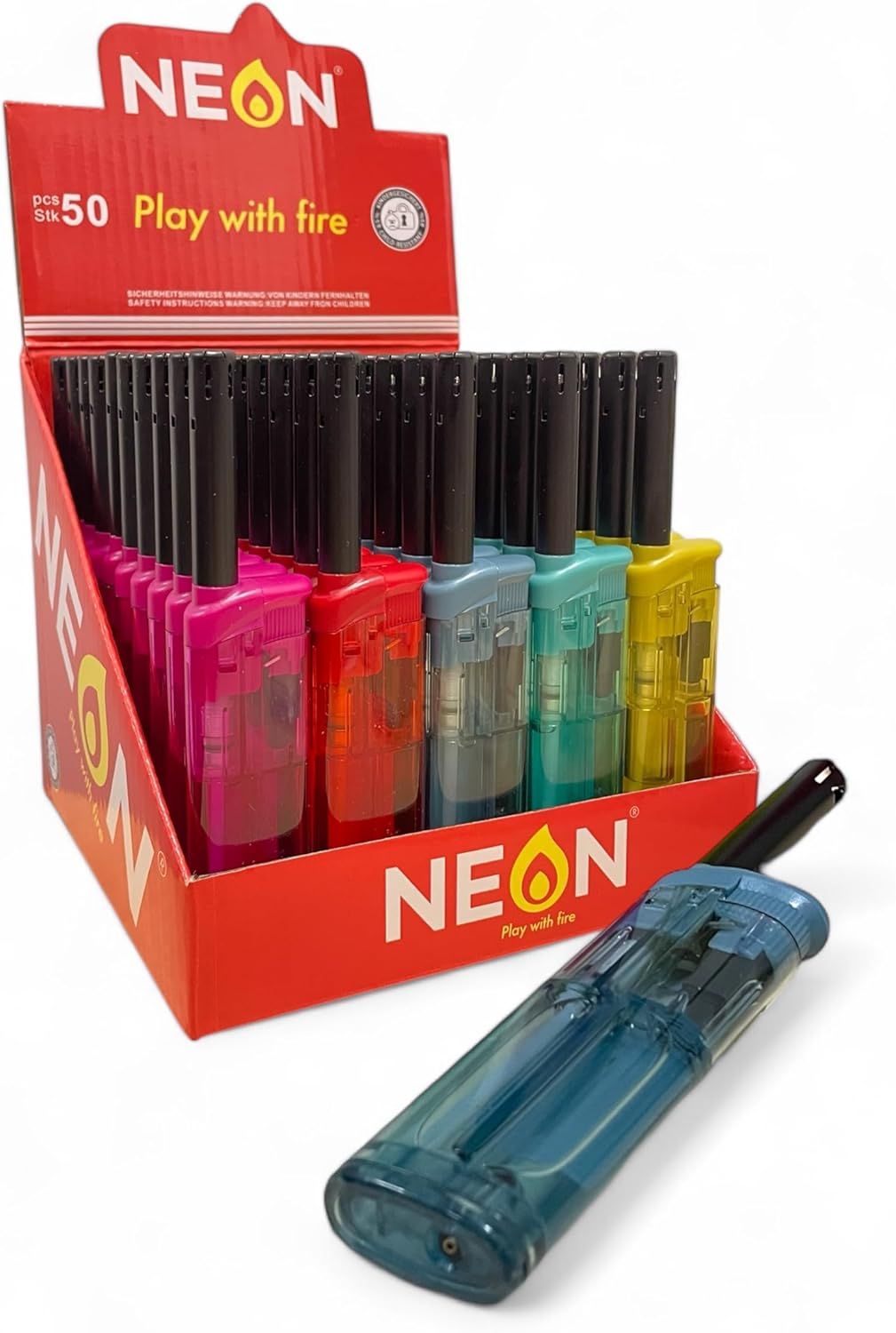 10 Stück Stabfeuerzeug transparent Gasanzünder, elektronische Feuerzeuge lang, Kerzenanzünder, Nachfüllbar, Kindergesichert, für Kerzen Grill BBQ