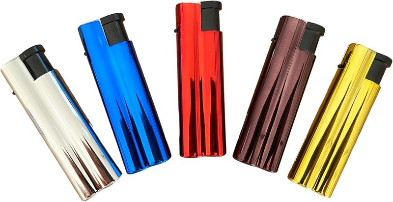 Clearfee Jet Flamme Sturmfeuerzeug | Windfest, Witterungsfest | Nachfüllbar | Elegant Gold Metallic Farben | Elektronik Jet Turbo Flamme Feuerzeug (Einfarbig, 5)