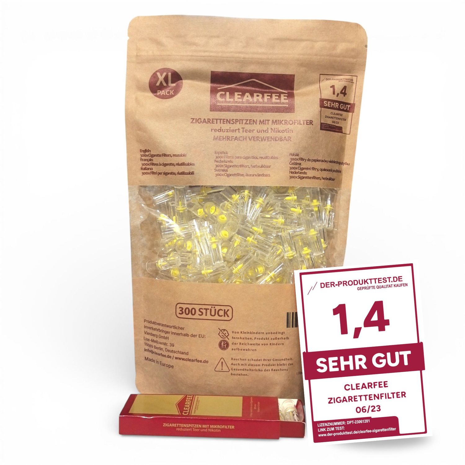 Clearfee 300er pack Zigarettenfilter inkl. 1x Transportbox, Wiederverwendbar