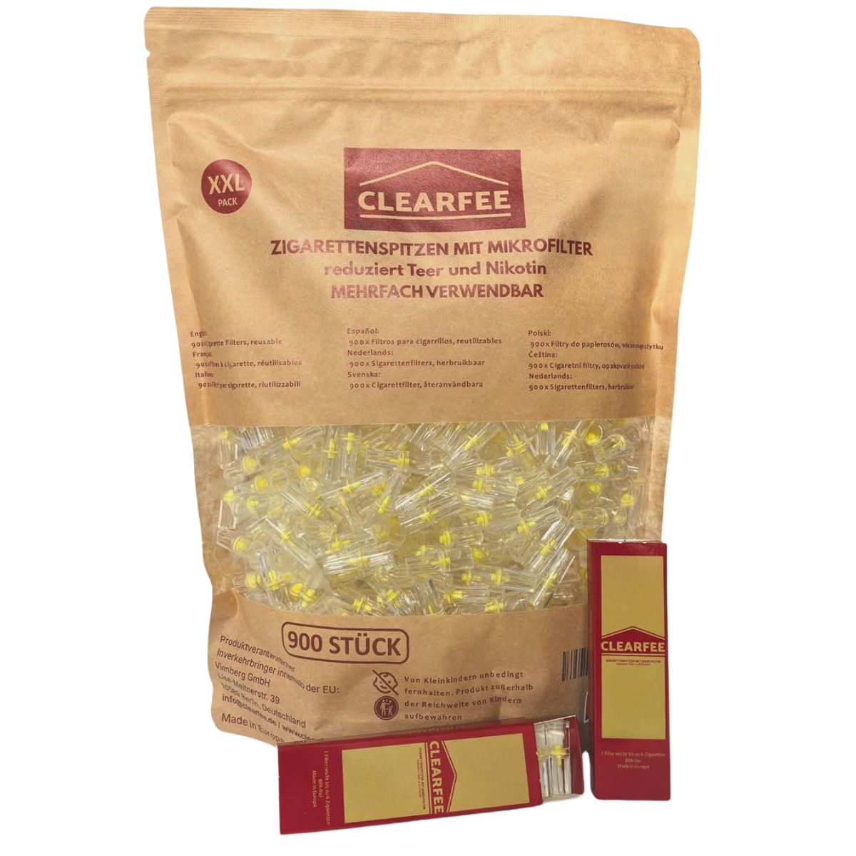 Clearfee 900er pack Zigarettenfilter inkl. 2x Transportbox