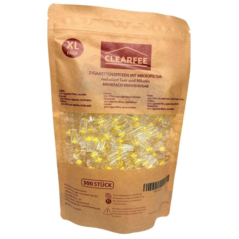 Clearfee 300er pack Zigarettenfilter inkl. 1x Transportbox, Wiederverwendbar