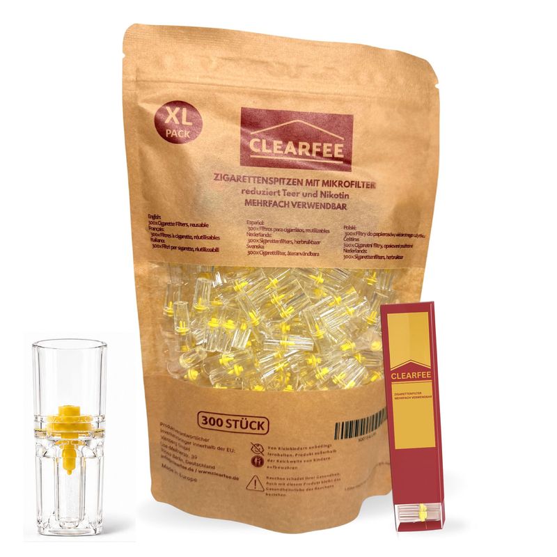 Clearfee 300er pack Zigarettenfilter inkl. 1x Transportbox, Wiederverwendbar