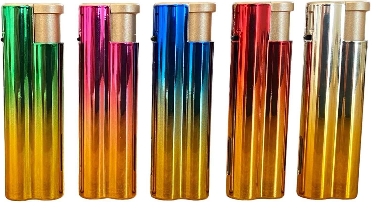 Clearfee Jet Flamme Sturmfeuerzeug | Windfest, Witterungsfest | Nachfüllbar | Elegant Gold Metallic Farben | Elektronik Jet Turbo Flamme Feuerzeug (Regenbogen, 25)