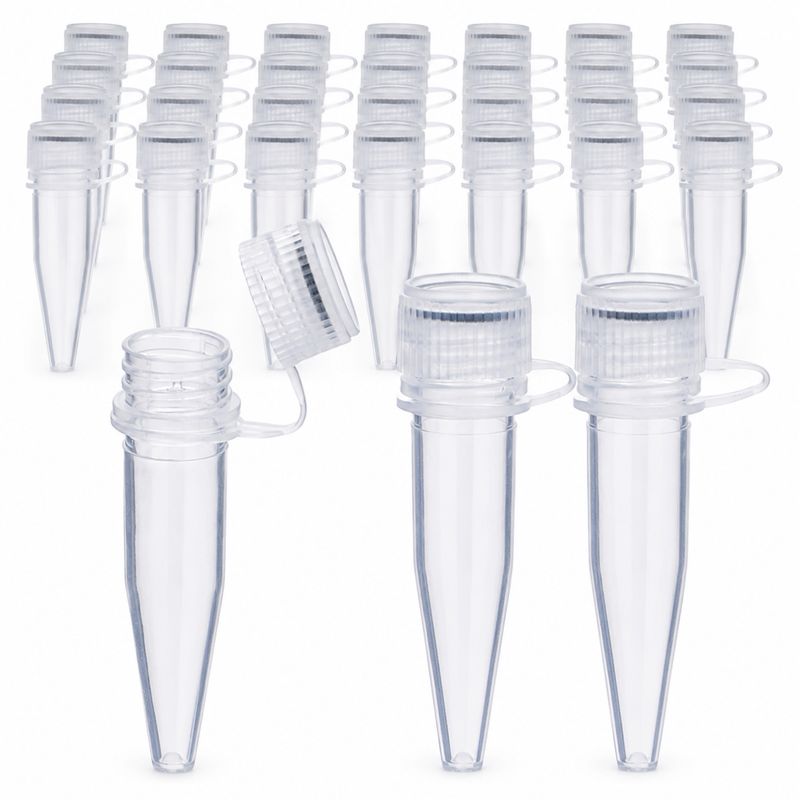500x 1,5 ml Reaktionsgefäße mit Schraubverschluss mit Dichtung, PP Kunststoff, mini Zentrifugenröhrchen Durchsichtig, Leer Tube Kapseln, Stoffkapseln, Labor