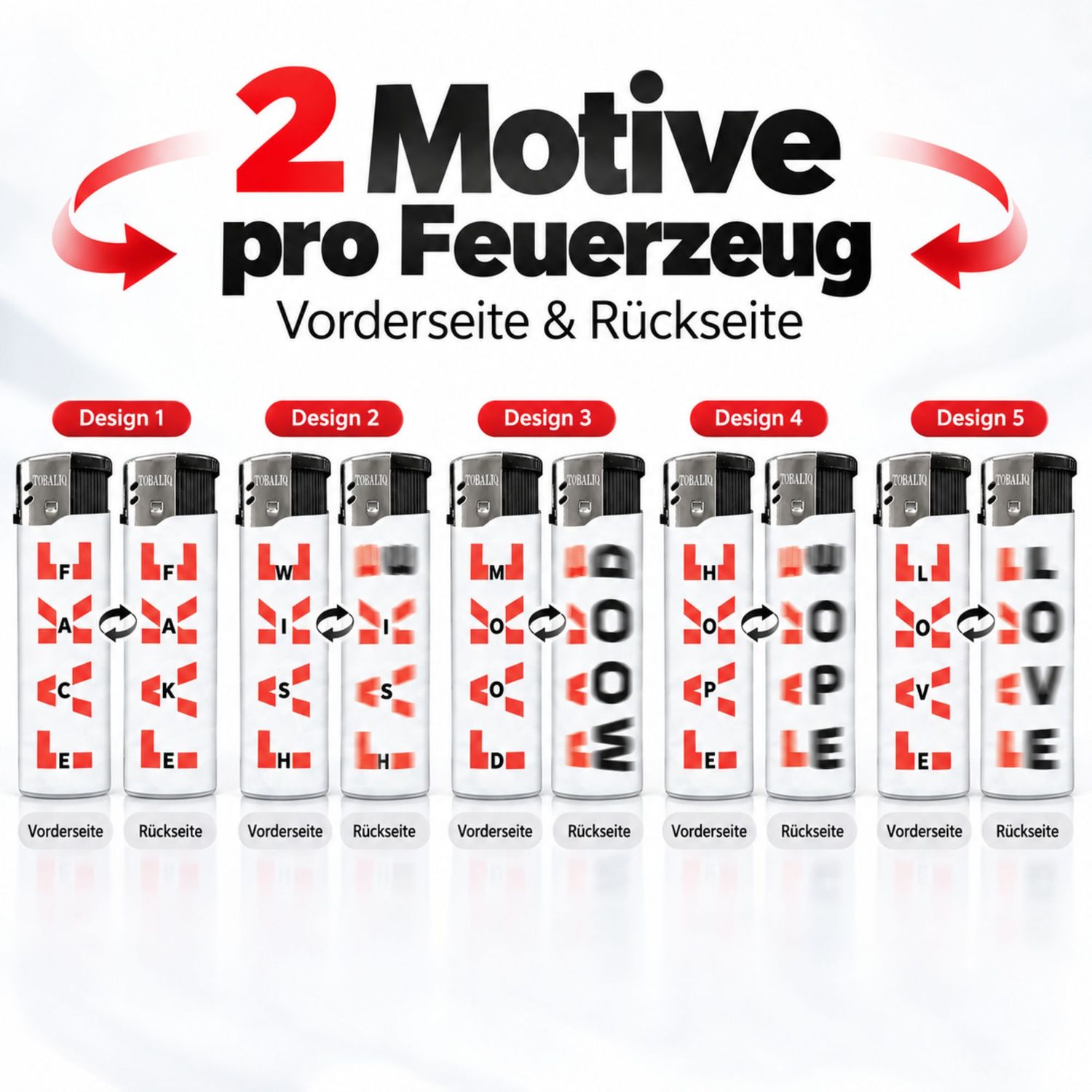 5 Stück Elektronik Feuerzeuge mit Motive, Nachfüllbar #OnlyFake
