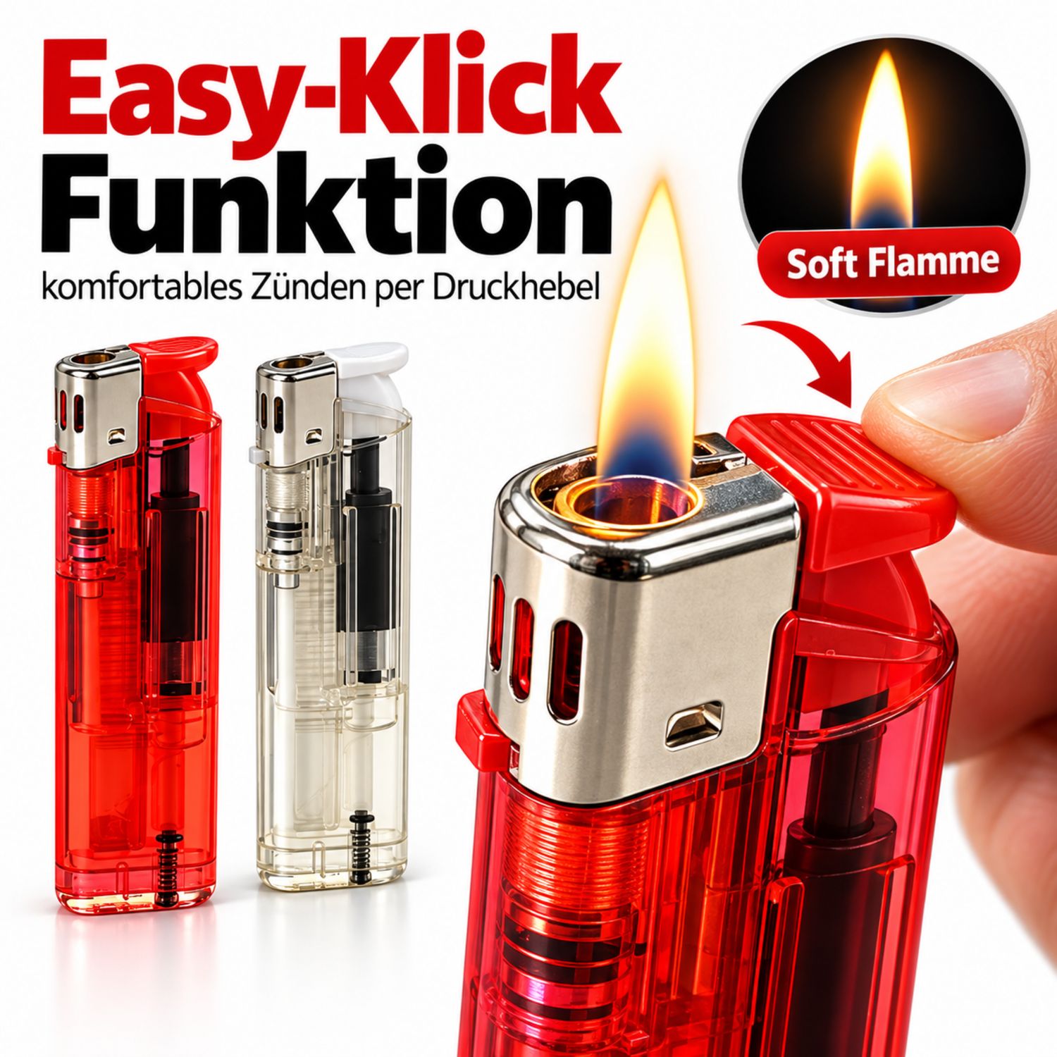 5 Stück Elektronik Feuerzeuge mit Motive, Nachfüllbar #EasyClick